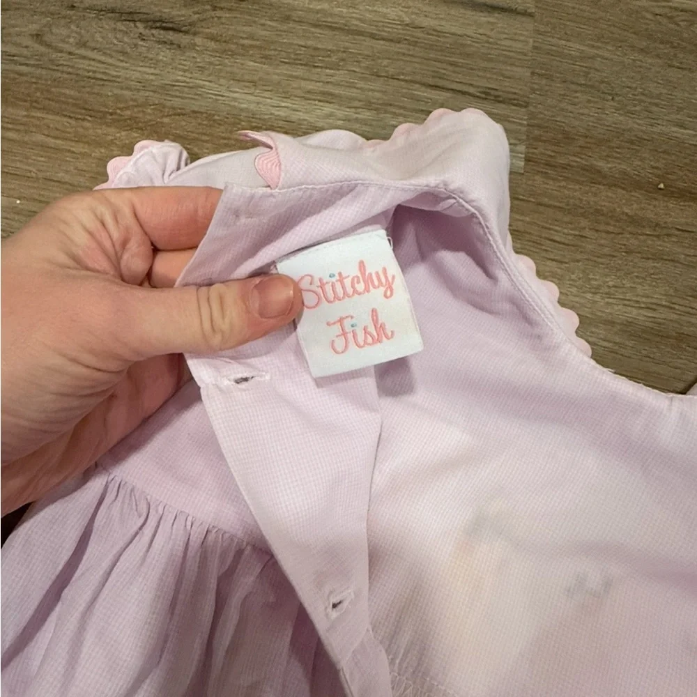 Stitchy Fish Girls 18m Princess Party Smocked Bubble Romper Pink Embroidered